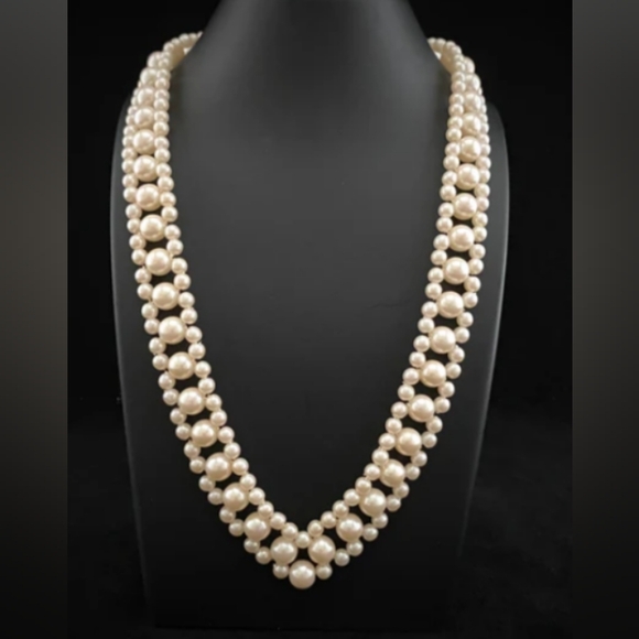 Vintage 60's - 70's  Faux Pearl Necklace Choker with Earrings Set - Picture 1 of 9